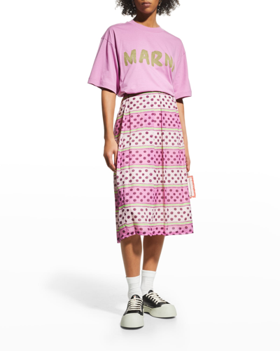 Shop Marni Marker Logo T-shirt In Bubblepin