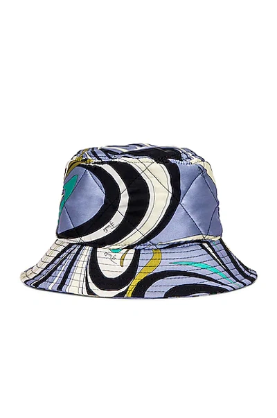 Shop Emilio Pucci Onde Bucket Hat In Navy & Lavanda