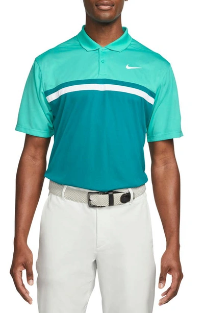 Shop Nike Dri-fit Victory Golf Polo In Teal/ Spruce/ White/ White