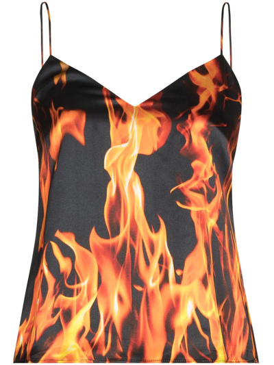 Shop Vetements Fire-print Camisole Top In Schwarz