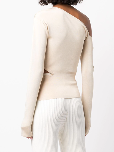 Cult Gaia Womens Sand Teri One-shoulder Stretch-knit Top S In Nude