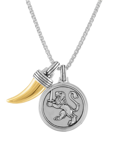 Esquire Men's Jewelry 14k Goldplated Sterling Silver Lion & Claw Amulet Pendant Necklace In Silver