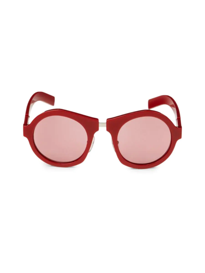 Shop Prada Women's 50mm Round Sunglasses In Red