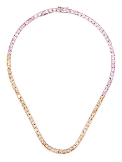 Mounser Laguna Ombré Crystal Tennis Necklace In Rosa