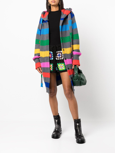 Shop Monse Stripe-print Hooded Cardigan In Mehrfarbig