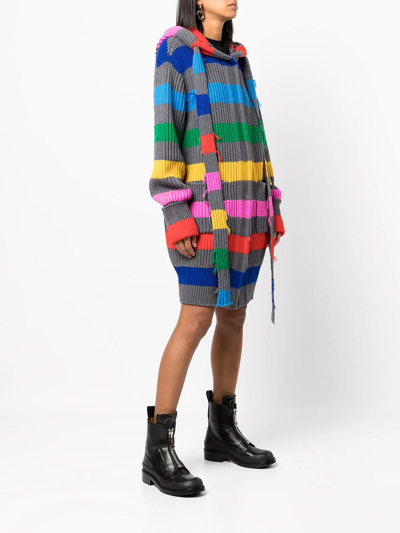 Shop Monse Stripe-print Hooded Cardigan In Mehrfarbig