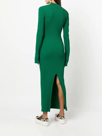 Shop Monse Ribbed Knit Keyhole Maxi Dress In Grün