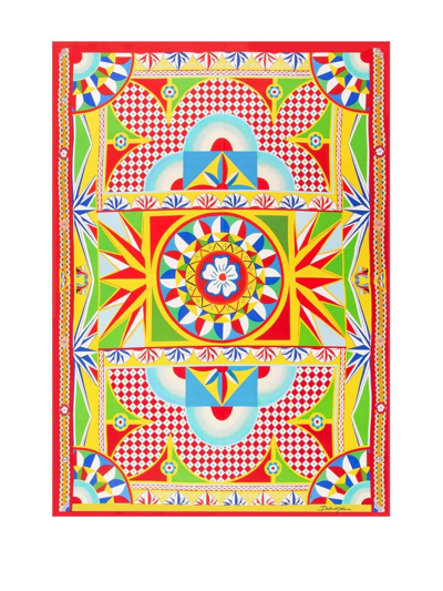 Dolce & Gabbana Carreto-print Double-faced Blanket In Rot