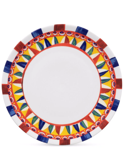 Shop Dolce & Gabbana Carretto-print Porcelain Charger Plate (31cm) In White