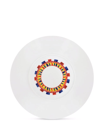Shop Dolce & Gabbana Carretto-print Porcelain Charger Plate (31cm) In White