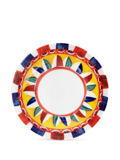 Dolce & Gabbana Carretto-print Porcelain Soup Plates (set Of 2) In Red