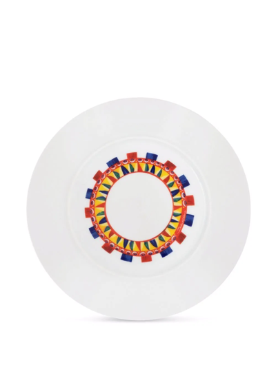 Dolce & Gabbana Carretto-print Porcelain Dinner Plates (set Of 2) In White