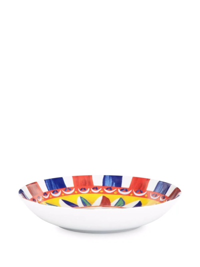 Dolce & Gabbana Carretto-print Porcelain Soup Plates (set Of 2) In Red