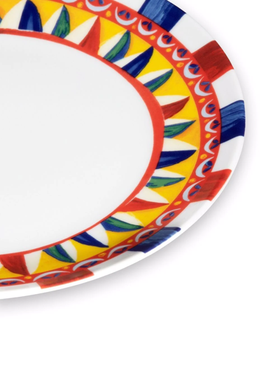 Shop Dolce & Gabbana Carretto-print Porcelain Dinner Plates (set Of 2) In White