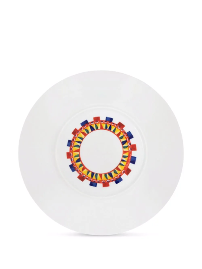 Dolce & Gabbana Carretto-print Porcelain Soup Plates (set Of 2) In Red
