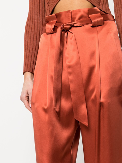 Michelle Mason High-waisted Pleated Silk Trousers In Rot