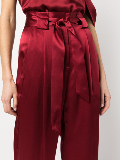 Michelle Mason High-waisted Pleated Silk Trousers In Rot