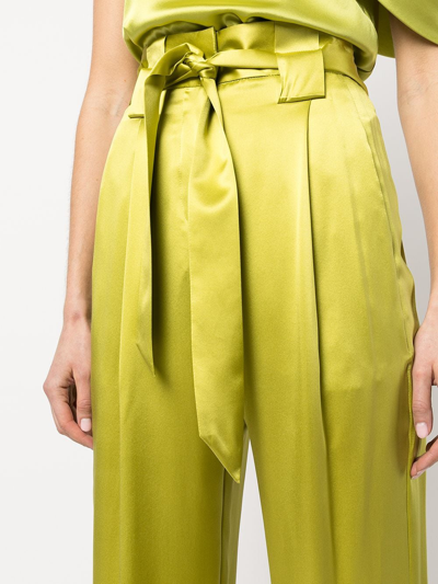 Shop Michelle Mason High-waisted Pleated Silk Trousers In Grün