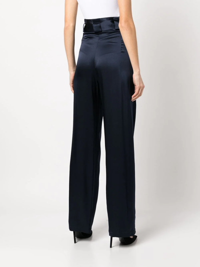 Shop Michelle Mason High-waisted Pleated Silk Trousers In Blau