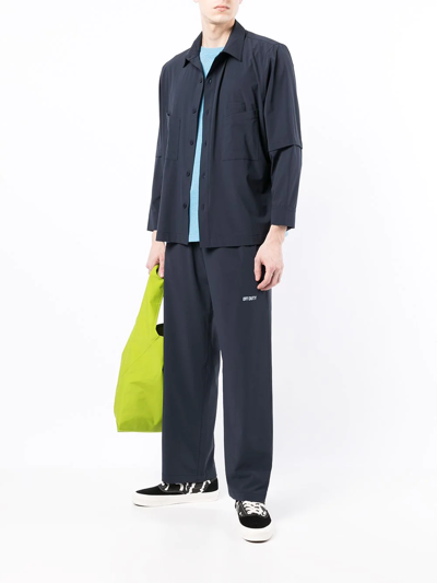 Off Duty Embroidered-logo Drawstring-waist Track Trousers In Blau