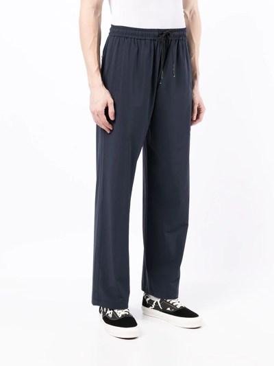 Off Duty Embroidered-logo Drawstring-waist Track Trousers In Blau