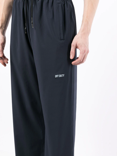 Off Duty Embroidered-logo Drawstring-waist Track Trousers In Blau