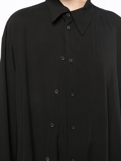 Shop Yohji Yamamoto Asymmetric Hem Long-sleeve Shirt In Schwarz