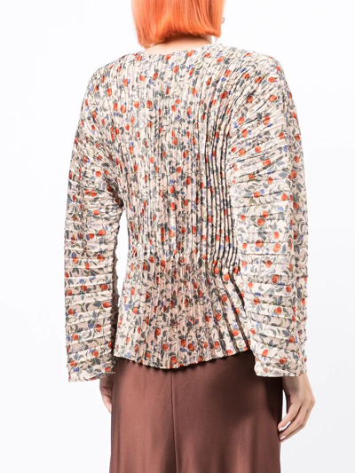 Shop Vince Floral-print Pleated Blouse In Mehrfarbig