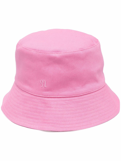 Shop Nanushka Caran Monogram-embroidered Bucket Hat In Pink