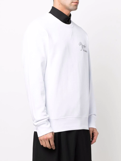 Shop Alexander Mcqueen Logo-print Cotton Sweatshirt In Weiss
