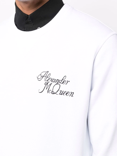 Shop Alexander Mcqueen Logo-print Cotton Sweatshirt In Weiss