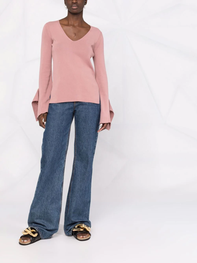 Dondup Draped Long-sleeve Knitted Top In Rosa