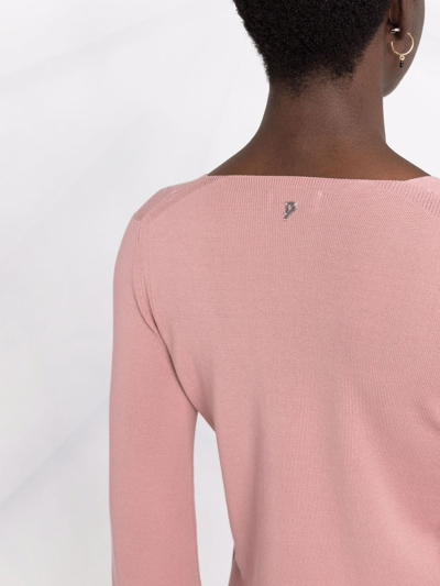 Dondup Draped Long-sleeve Knitted Top In Rosa