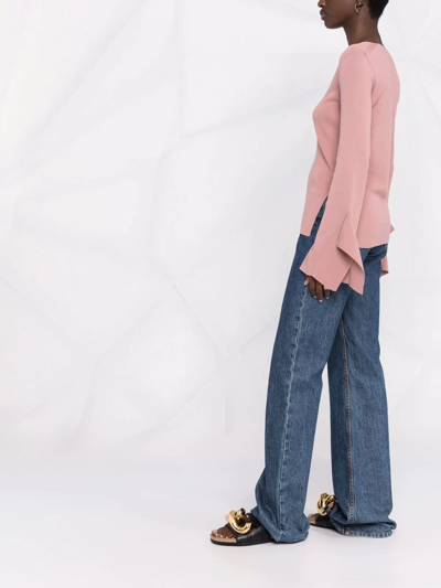 Dondup Draped Long-sleeve Knitted Top In Rosa