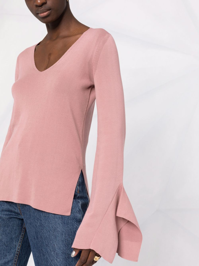Dondup Draped Long-sleeve Knitted Top In Rosa