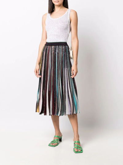 Shop Missoni Sequin-embellished Pleated Knitted Skirt In Schwarz