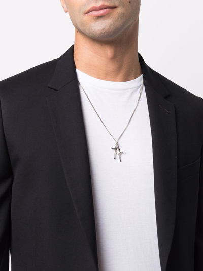 Shop Emanuele Bicocchi Double Cross Necklace In Silber
