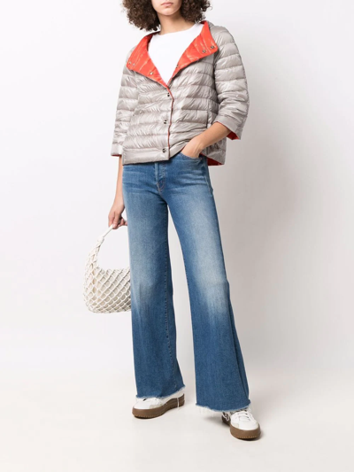 Herno Cropped Sleeves Puffer Jacket In Orange