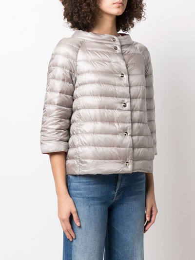 Herno Cropped Sleeves Puffer Jacket In Orange