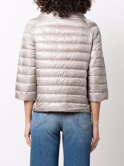 Herno Cropped Sleeves Puffer Jacket In Orange
