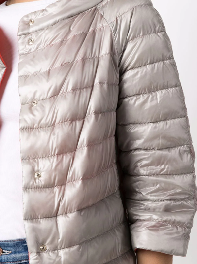 Herno Cropped Sleeves Puffer Jacket In Orange