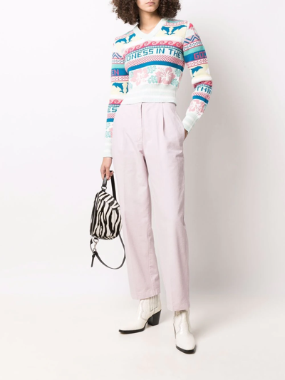 Shop Golden Goose Patterned Knit Cropped Jumper In Rosa