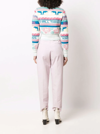 Shop Golden Goose Patterned Knit Cropped Jumper In Rosa