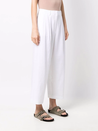 Shop Fabiana Filippi Wide-leg Cropped Trousers In Weiss