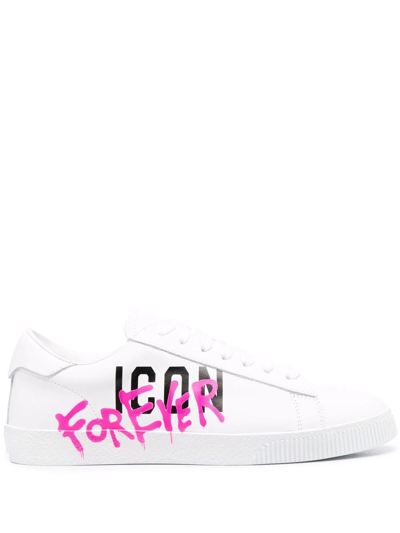 Shop Dsquared2 Logo-print Lace-up Sneakers In White