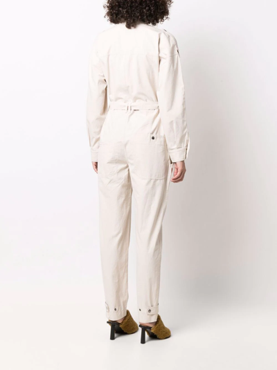 Shop Isabel Marant Étoile Belted Cotton Jumpsuit In Nude