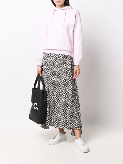 Apc Christina Logo Organic Cotton Hoodie In Rosa