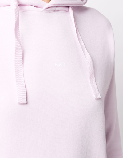 Apc Christina Logo Organic Cotton Hoodie In Rosa