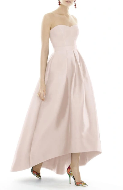 Shop Alfred Sung Strapless High/low Ballgown In Blush