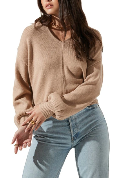 Shop Astr Back Cutout Sweater In Tan